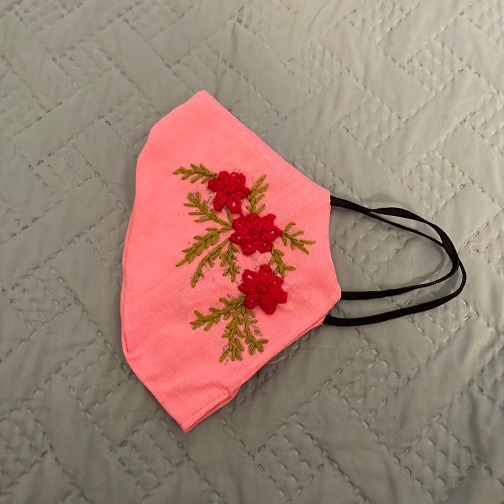 Pink floral mask